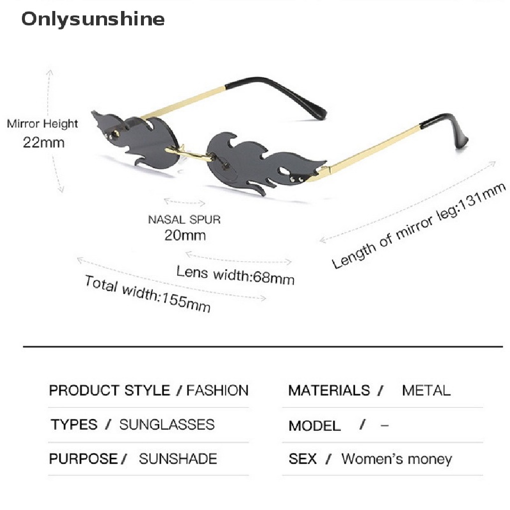 Kính mát gọng kim loại hình ngọn lửa thời trang độc đáo cho nữ