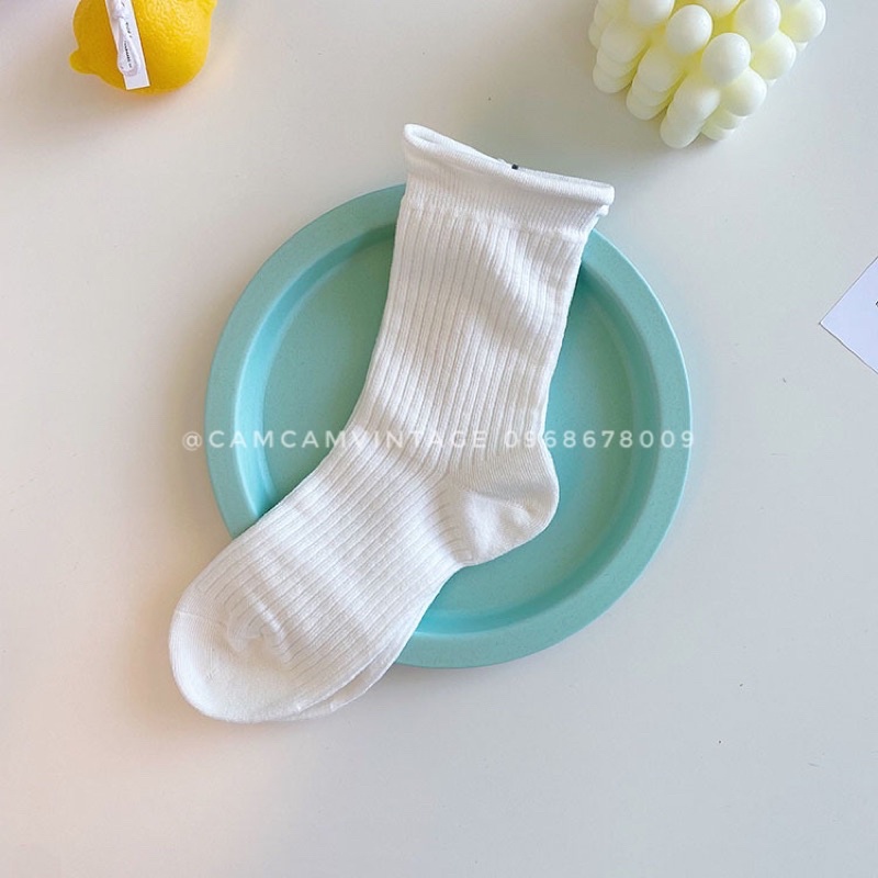 Tất cổ cao nữ vớ trơn cao cổ Nam - Nữ tất vớ vintage Basic Unisex 9 màu Korea Socks