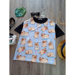áo thun thái unisex bigsize[hình chó xanh] KY12