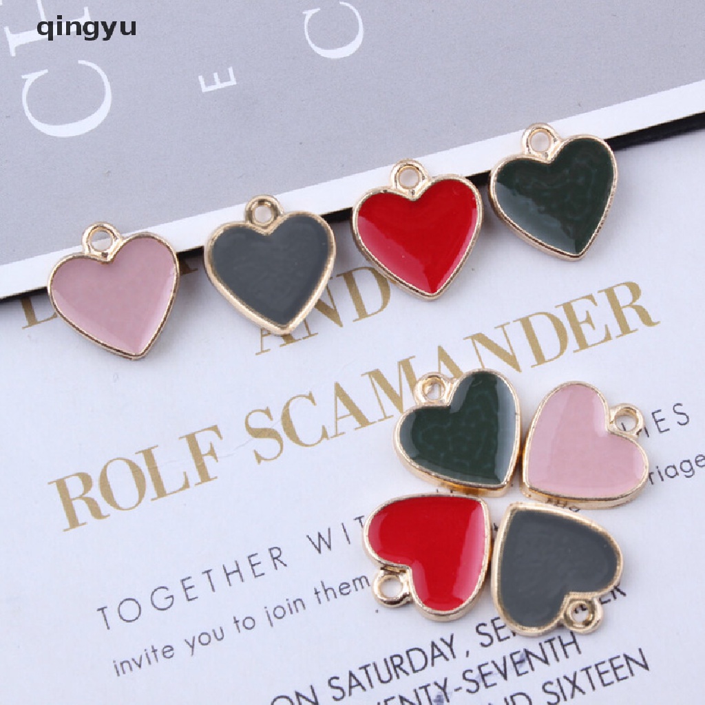 Set 10 Mặt Dây Chuyền Tráng Men Hình Trái Tim Làm Trang Sức Thủ Công