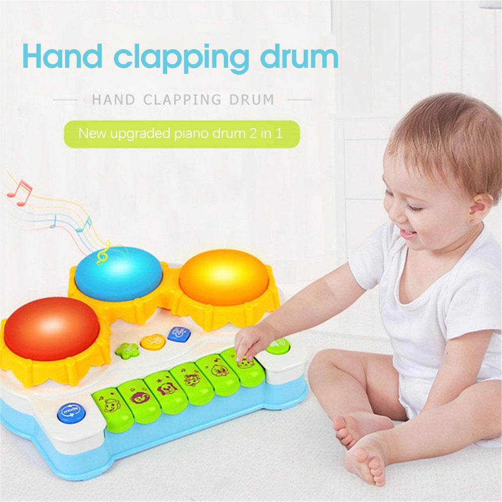 ♡ Children's electric hand drum toy sound and light music educational electronic organ 2 in 1 toy ▍MOON