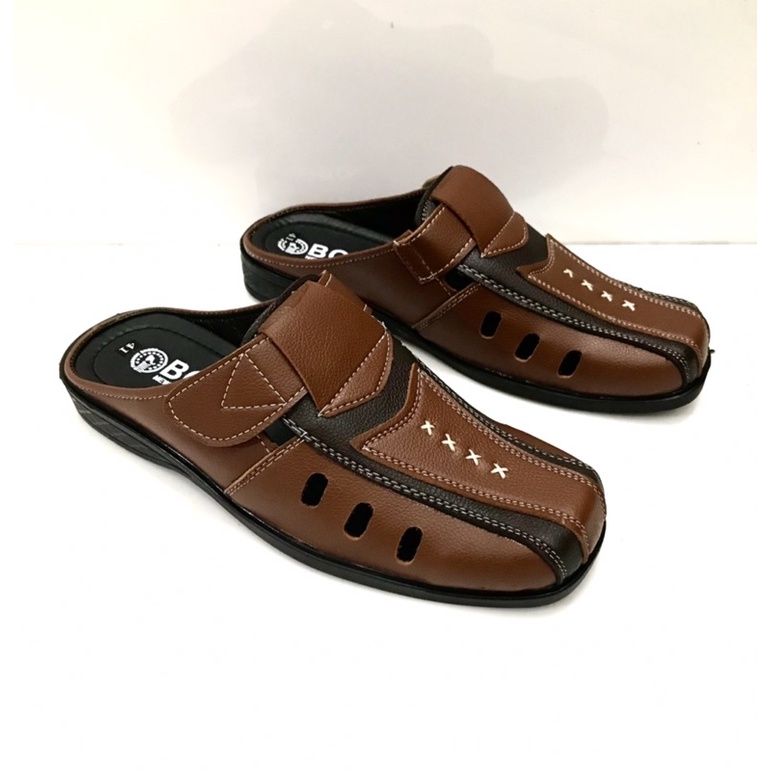 Dép bít mũi nam đẹp..da mềm..mã SP02. màu vàng phối nâu.mẫu mới nhất