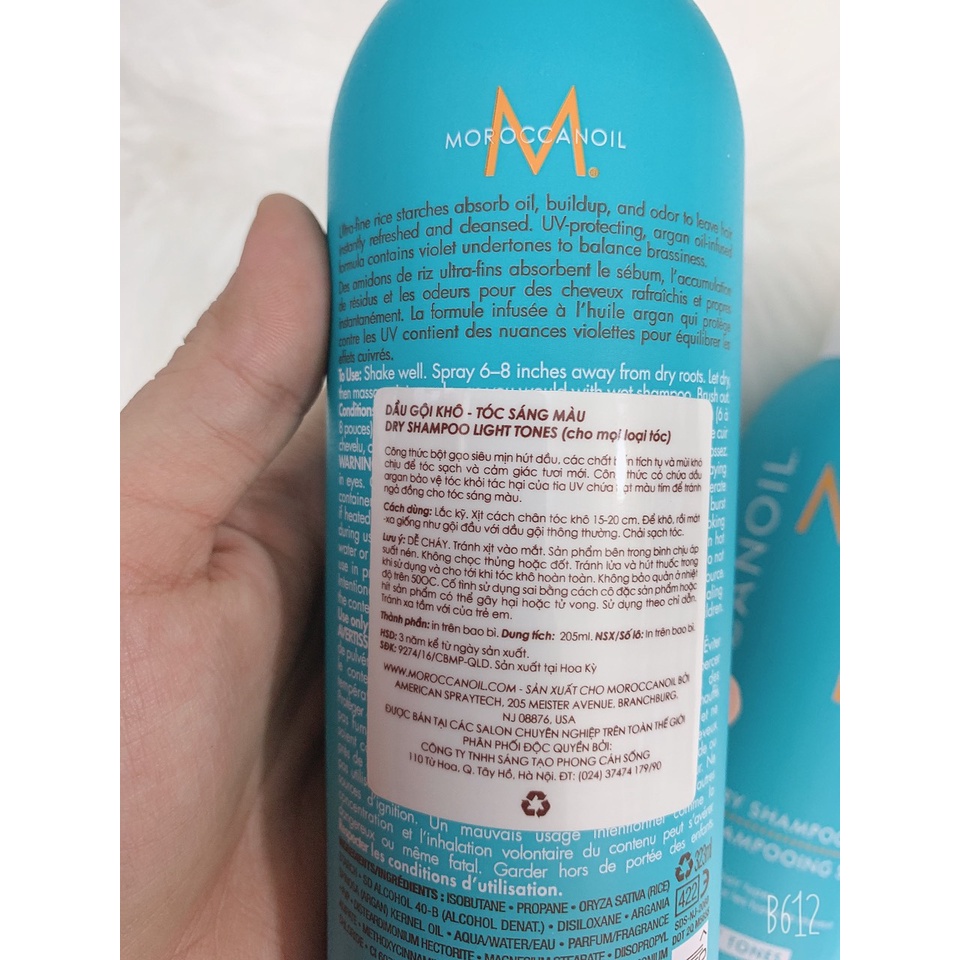 Dầu gội khô tông sáng và tông tối Light Tones Dry Shampoo Moroccanoil 217ml (Hàng chính hãng)