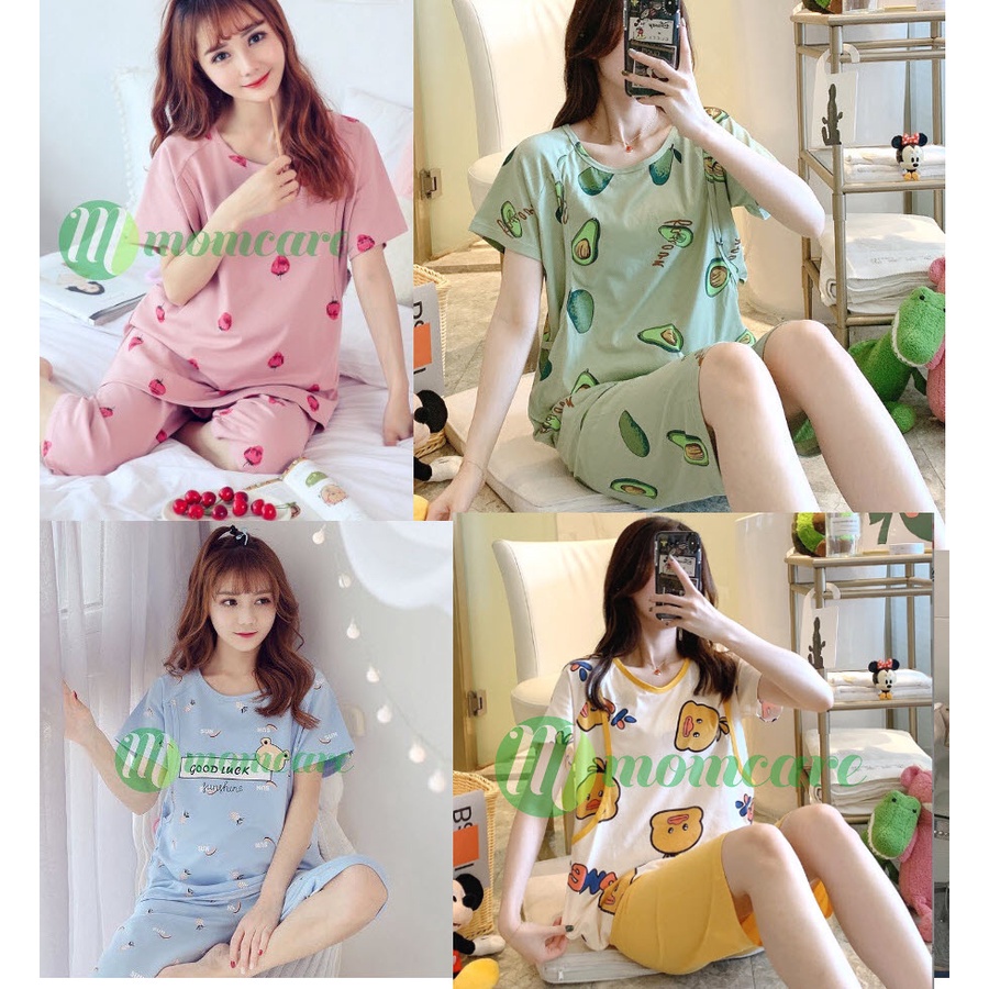 ❏✽Bộ đồ bầu và sau sinh cho con bú ti ẢNH THẬT - lửng Quần áo ngủ bà mặc nhà thời trang mùa hè chất đẹp