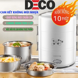 Hộp cơm cắm điện hâm nóng 3 tầng bát inox 304 Yoice, cặp lồng cơm trưa văn phòng. Nấu thực phẩm tươi nhanh chóng