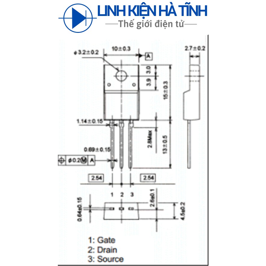 linh kiện mosfet kênh N 2SK3868 K3868 3868 TO-220 5A 500V mới
