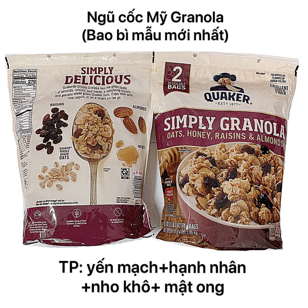 Ngũ cốc Mỹ Quaker Granola ăn liền