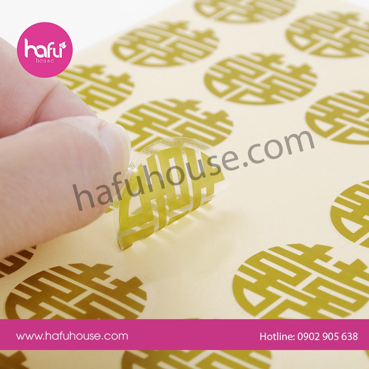 DECAL 35 CHỮ HỶ VÀNG ĐỎ DÁN TRÁI CÂY MÂM QUẢ ĐÁM CƯỚI M5 HAFU HOUSE