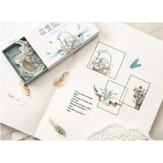 Bộ hình dán sticker Hoa Thố Tiểu Thư 40 miếng trang trí tranh vẽ, sổ tay, planner