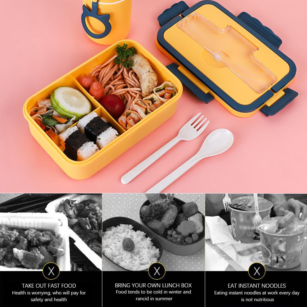 Hộp cơm Chất Liệu Rơm Lúa Mì Kèm Hộp Đựng Cho Bé