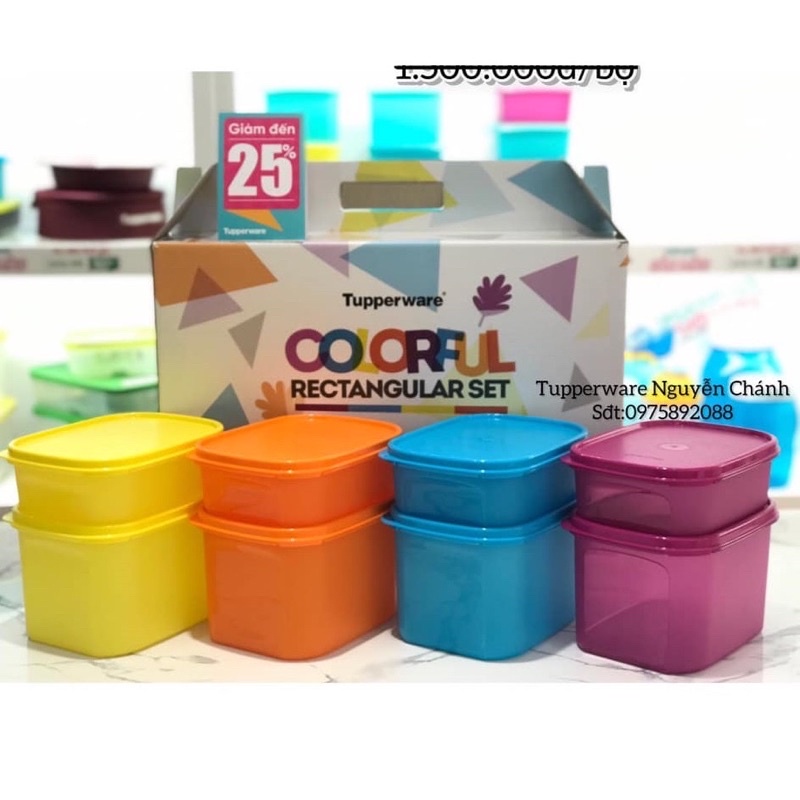 Bộ 8 Hộp ngăn mát Colorful Tupperware- Hàng chính hãng Tupperware phân phối tại Việt Nam