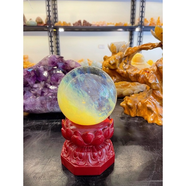 Quả Bi Cầu Đá Núi Lửa Đỏ - Vàng Phong Thuỷ