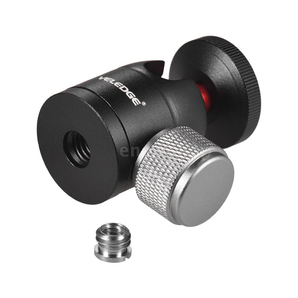 VELEDGE Mini Tripod Ball Head Adapter Ballhead Alumimun Alloy 360 Degree Swivel with 1/4 Inch Screw 1/4 &amp; 3/8 Inch Screw