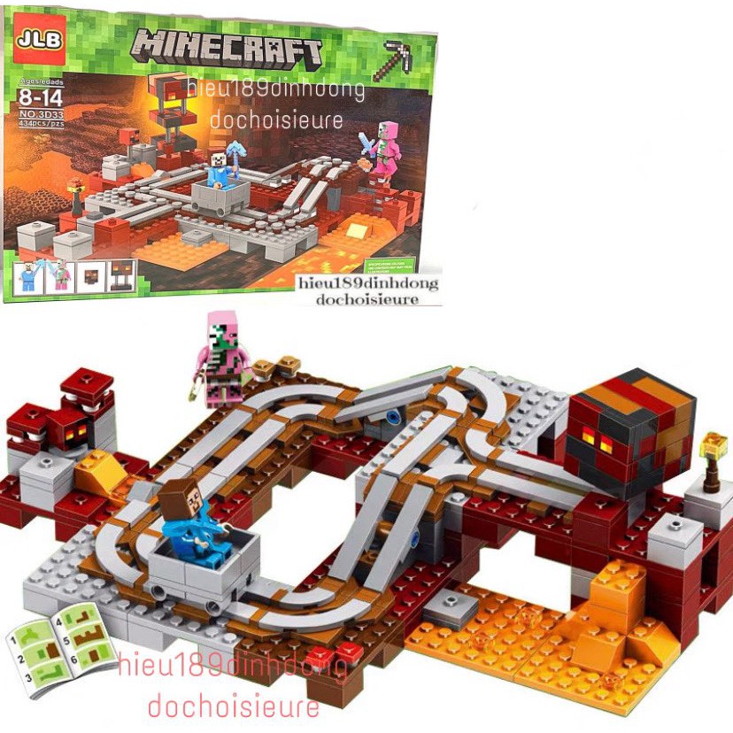 Lắp ráp xếp hình non Lego Minecraft 21130 3D33 : Đường Sắt kiếm cúp kim cương Trong Hầm 434 mảnh