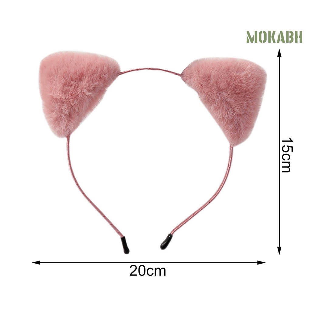 Băng Đô Cài Tóc Tai Mèo Phủ Lông Màu Trơn Nhẹ Nhàng Co Giãn Nhỏ Gọn Dành Cho Nữ