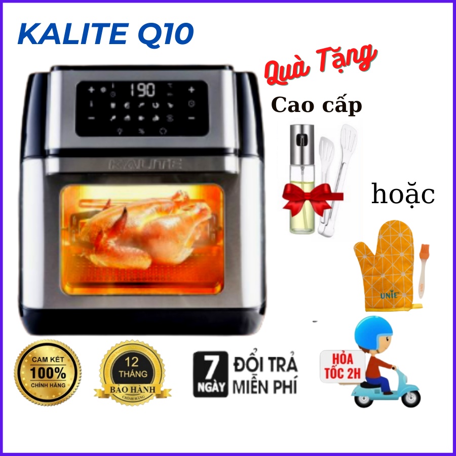 Nồi chiên không dầu kalite Q10, bếp chiên không dầu 10L, nồi chiên gà nguyên con, chính hãng kalite + kèm quà tặng