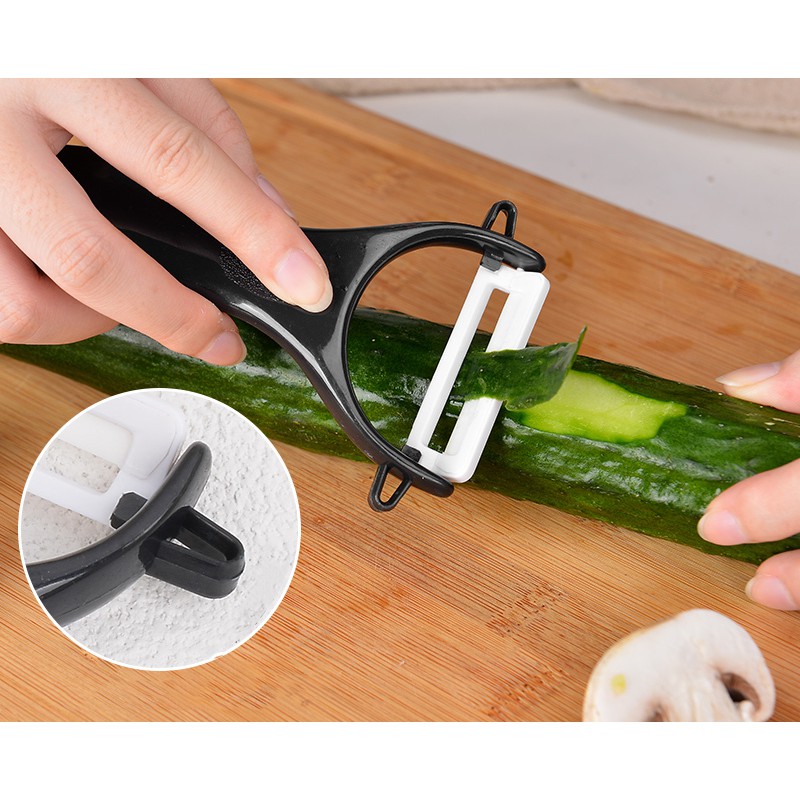 Bộ dao có nắp đậy 5''bằng thép không gỉ &dao bào sứ Lock&Lock Cookplus-trắng