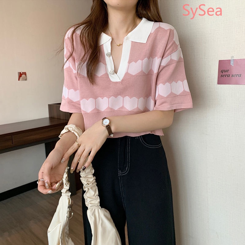 Áo Dệt Kim Cổ Polo Thời Trang Mùa Hè Hàn Quốc Cho Nữ