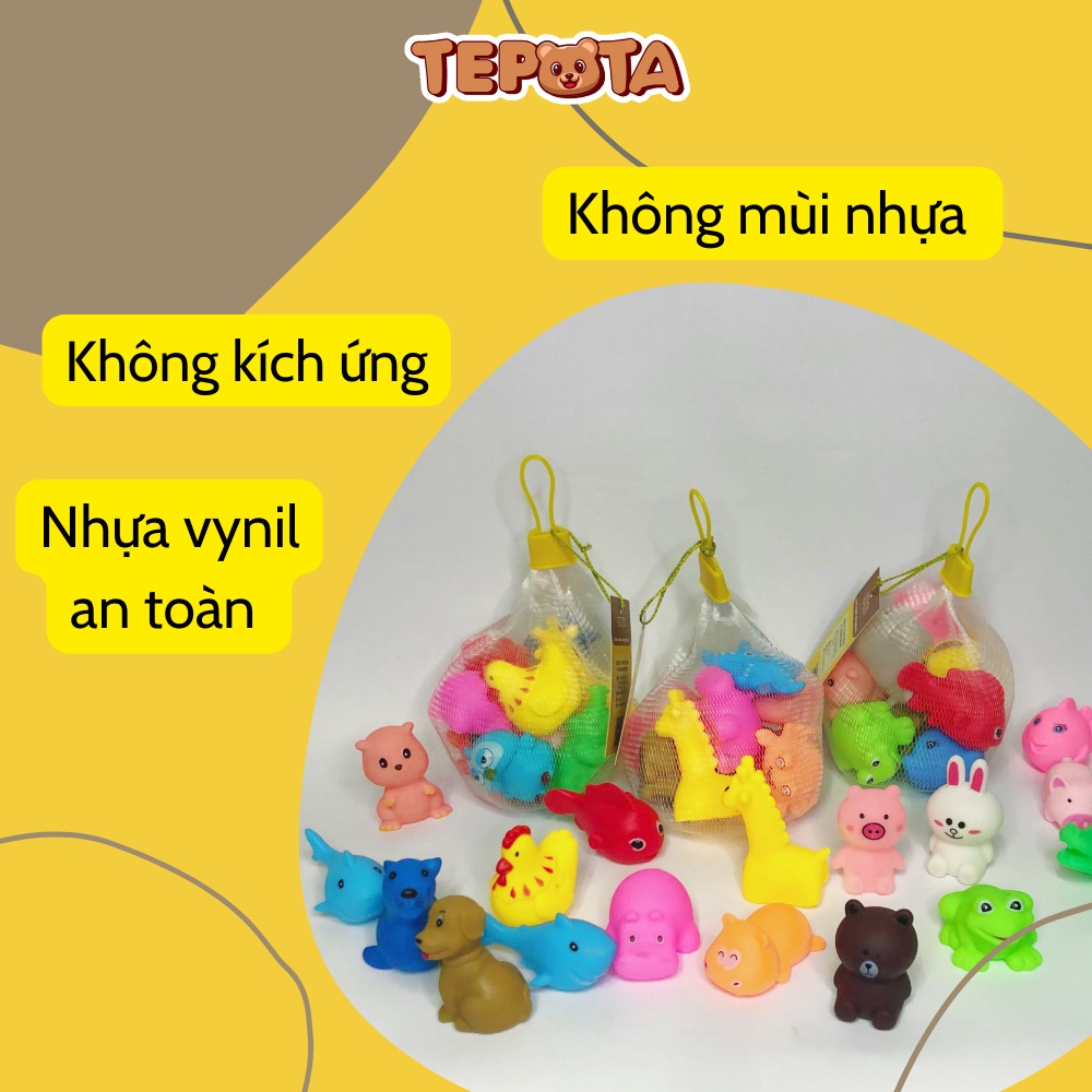 Set Đồ Chơi Nhà Tắm 10 Con Thú Mini Động Vật Cao Su Kêu Chíp Chíp Dễ Thương Ngộ Nghĩnh Giúp Bé Yêu Phát Triển ST01