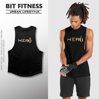 Áo ba lỗ tập Gym - Áo Tanktop cao cấp LIVE FIT Hero - Logo nhũ vàng siêu chất BiT Fitness TT.HERO.LGPQ
