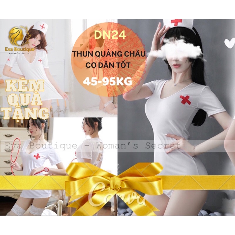 _DN24_Bộ cosplay y tá trắng thun co giãn hở lưng