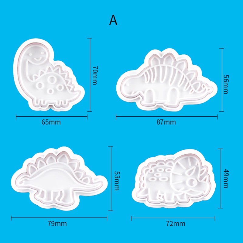 Bộ 4 khuôn cắt bánh quy hình khủng long dễ thương độc đáo