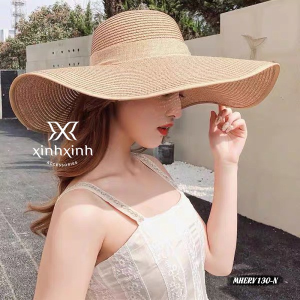 Mũ cói đi biển rộng vành , nón nơ to cao cấp đóng hộp to không hỏng form xinhxinhhp- Xinh Xinh Accessories