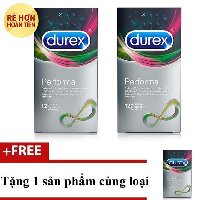 [GIÁ RẺ] Combo 2 hộp Bao cao su Durex Perfoma kéo dài thời gian quan hệ - tặng 1 hộp cùng loại - HÀNG CHẤT LƯỢNG TỐT