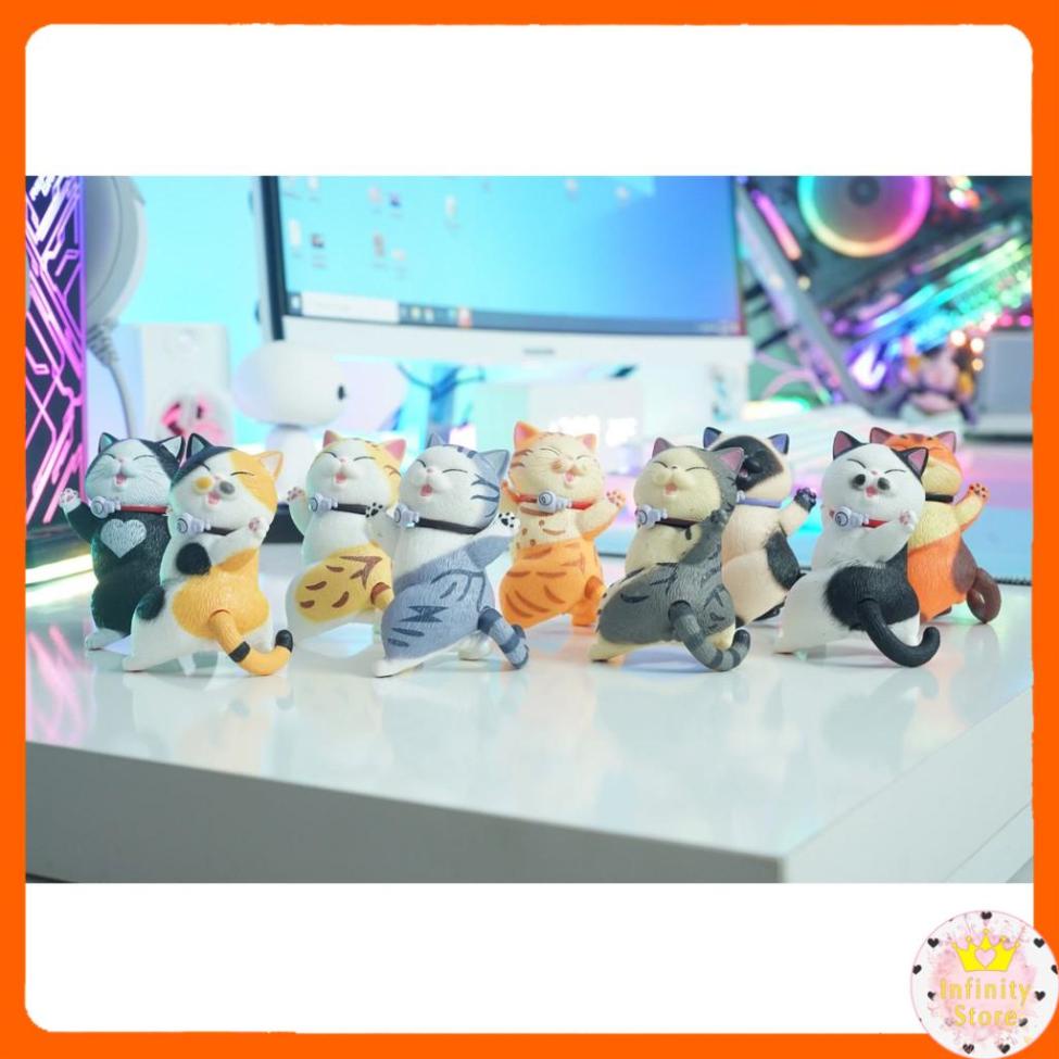 SET 9 MÔ HÌNH MÈO NHẢY MÚA KUTE 7CM INFINY DECOR