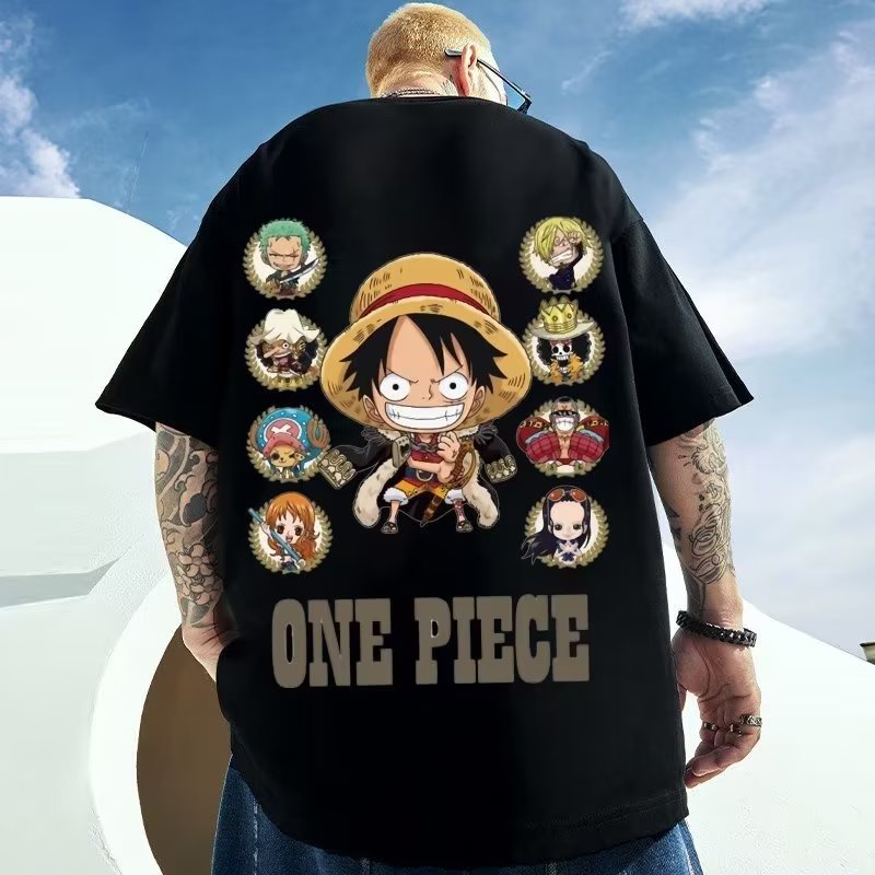 Áo thun 100% cotton Ngắn Tay Oversize In Họa Tiết One Piece Cá Tính / size M-8XL