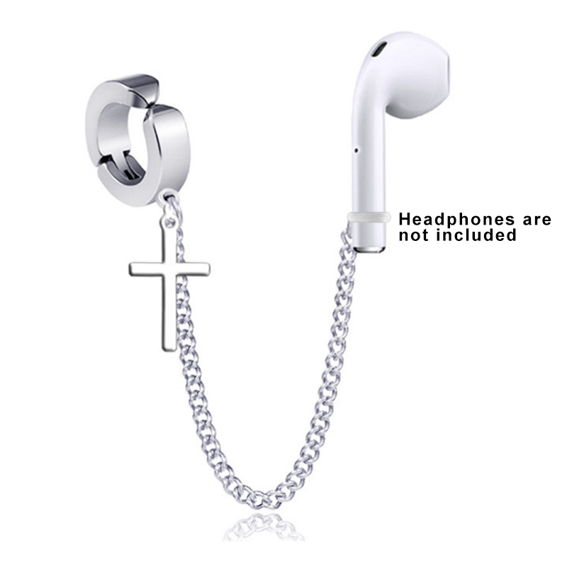 1 Khuyên chuỗi xích kẹp vành tai gắn tai nghe bluetooth chống thất lạc thời trang cho nam nữ