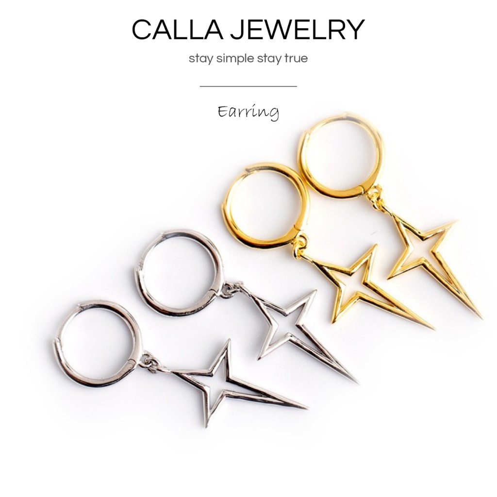 Khuyên tai bạc - Shooting Star - Khuyên tại bạc, bạc xi - CALLA JEWELRY l E033