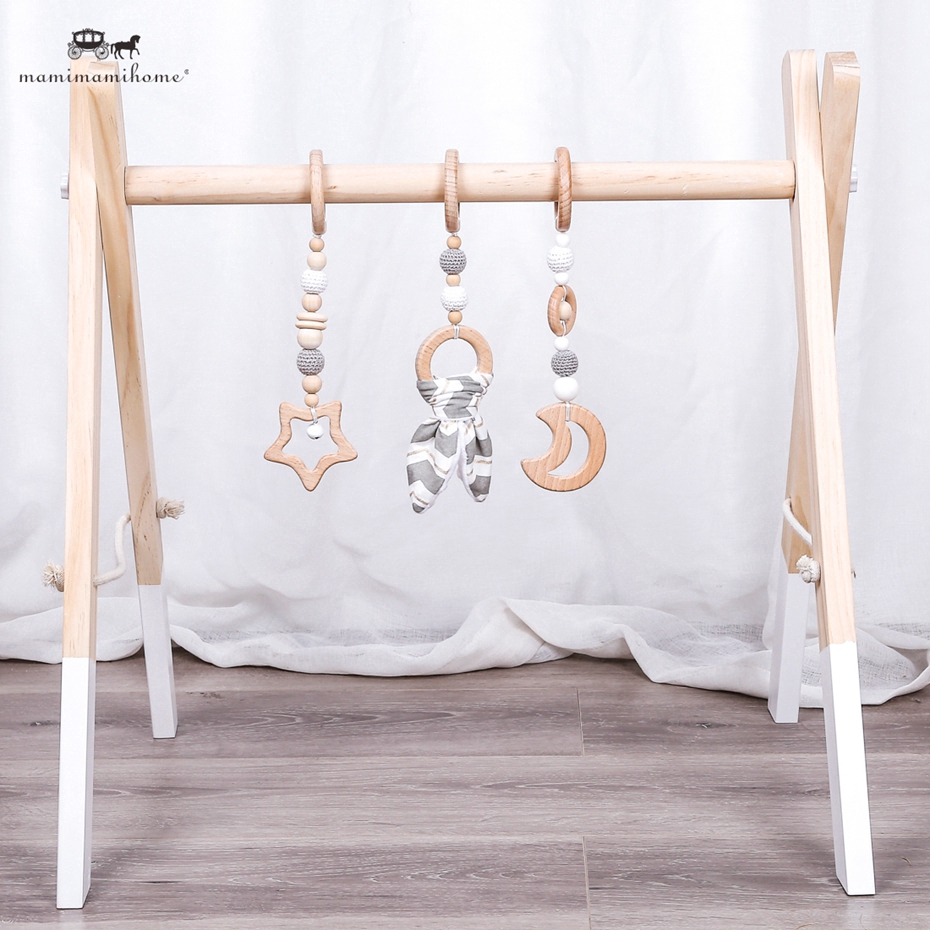 Set 3 đồ chơi dây treo cầm nắm Mamimamihome bằng gỗ dành cho bé