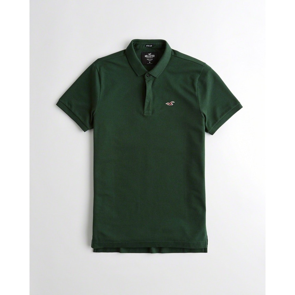 Áo thun nam Hollister HOL-PO183 Stretch Slim Fit Polo dark green