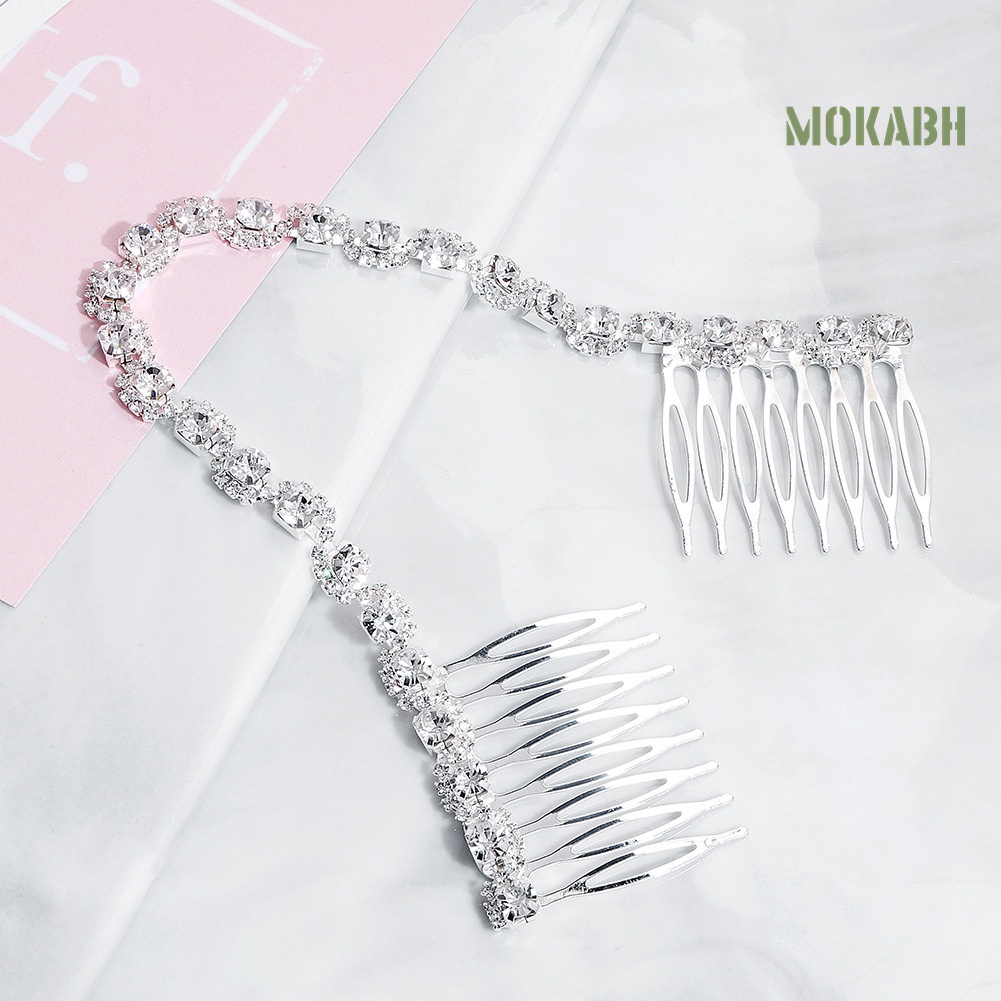 Lược Cài Tóc Dạng Chuỗi Đính Đá Trang Trí Cô Dâu Sang Trọng