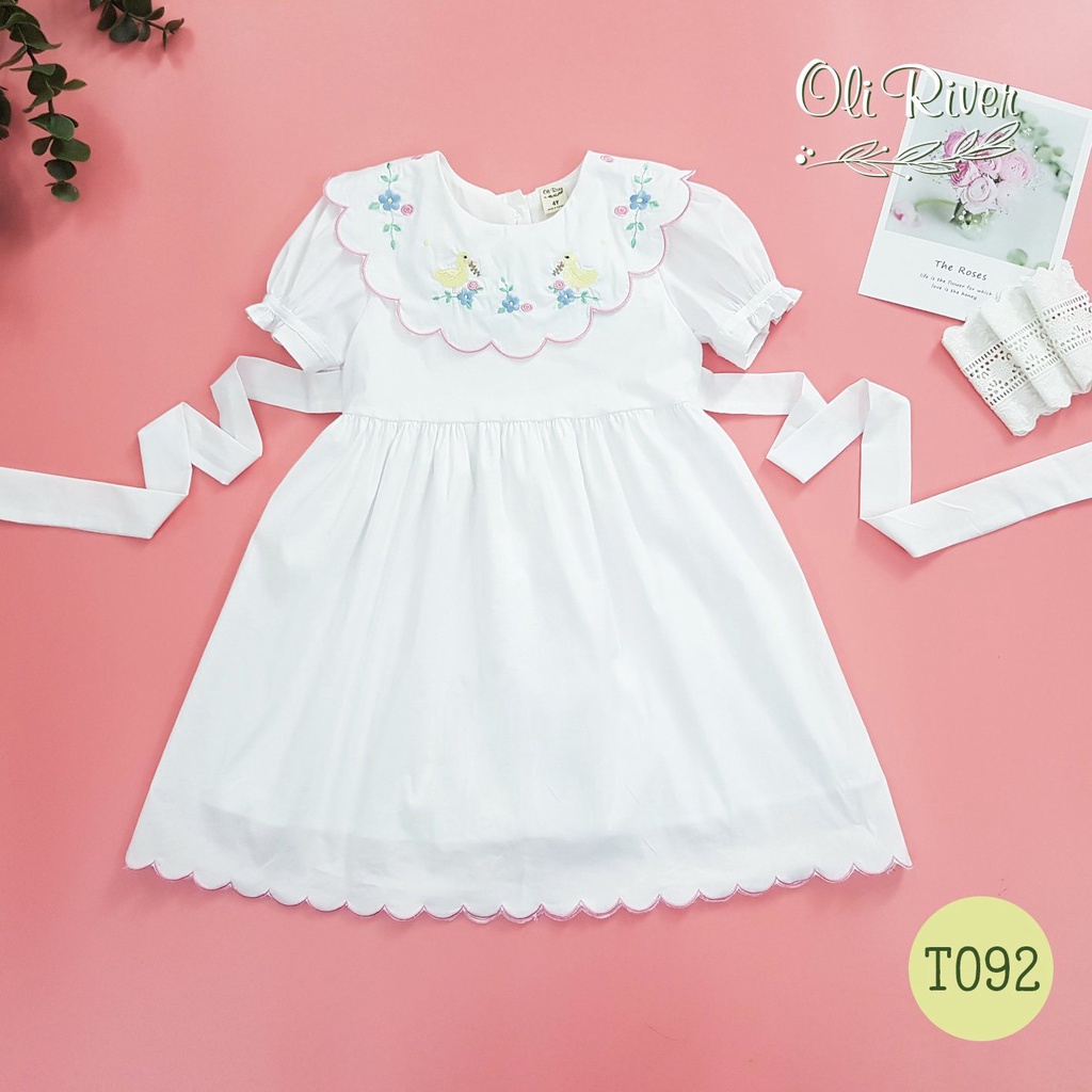ĐẦM TRẮNG BÉ GÁI CỔ VỊT THÊU HOA TIỂU THƯ 8-25KG