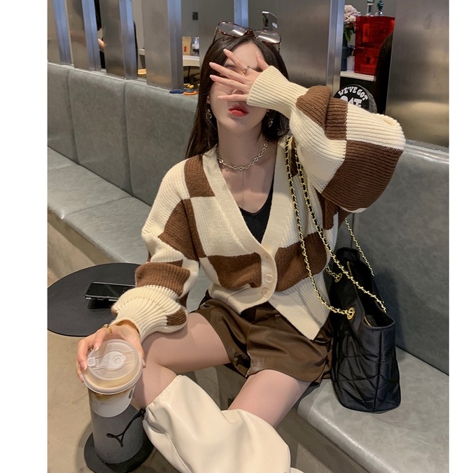 Xiaozhainv Áo khoác cardigan tay dài cổ chữ V dáng rộng phong cách Hàn Quốc xinh xắn cho nữ | BigBuy360 - bigbuy360.vn