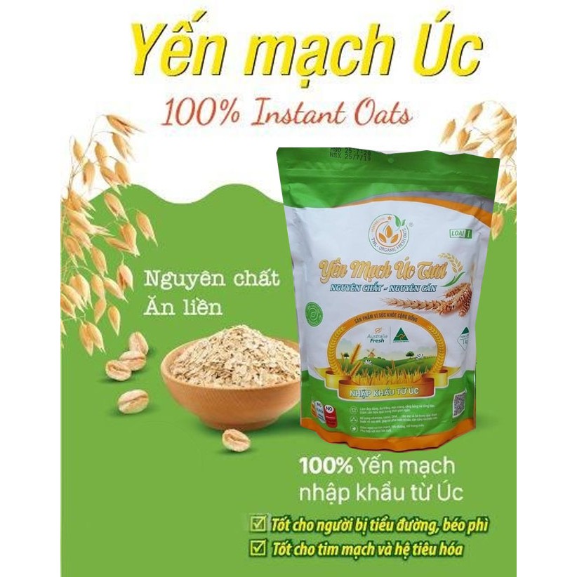 2 Gói Yến Mạch Úc Tươi, hàng chính hãng, chất lượng cán vỡ hỗ trợ GIẢM CÂN Cho Mẹ, Thức Ăn Dặm Cho Bé !