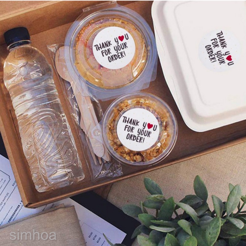 Cuộn 500 Miếng Dán In Chữ Thank You 1cm / 2.5cm Độc Đáo Trang Trí Gói Quà Tiện Dụng