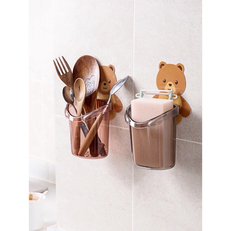 Cốc Gấu Dán Tường Đựng Bàn Chải SIGO