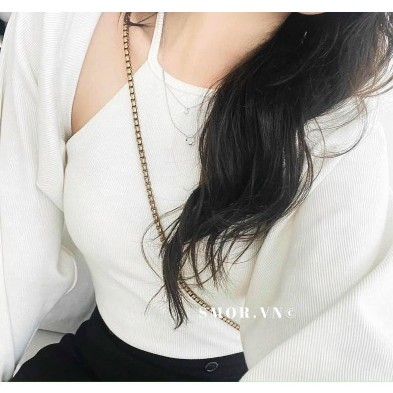 Set yếm trắng đen