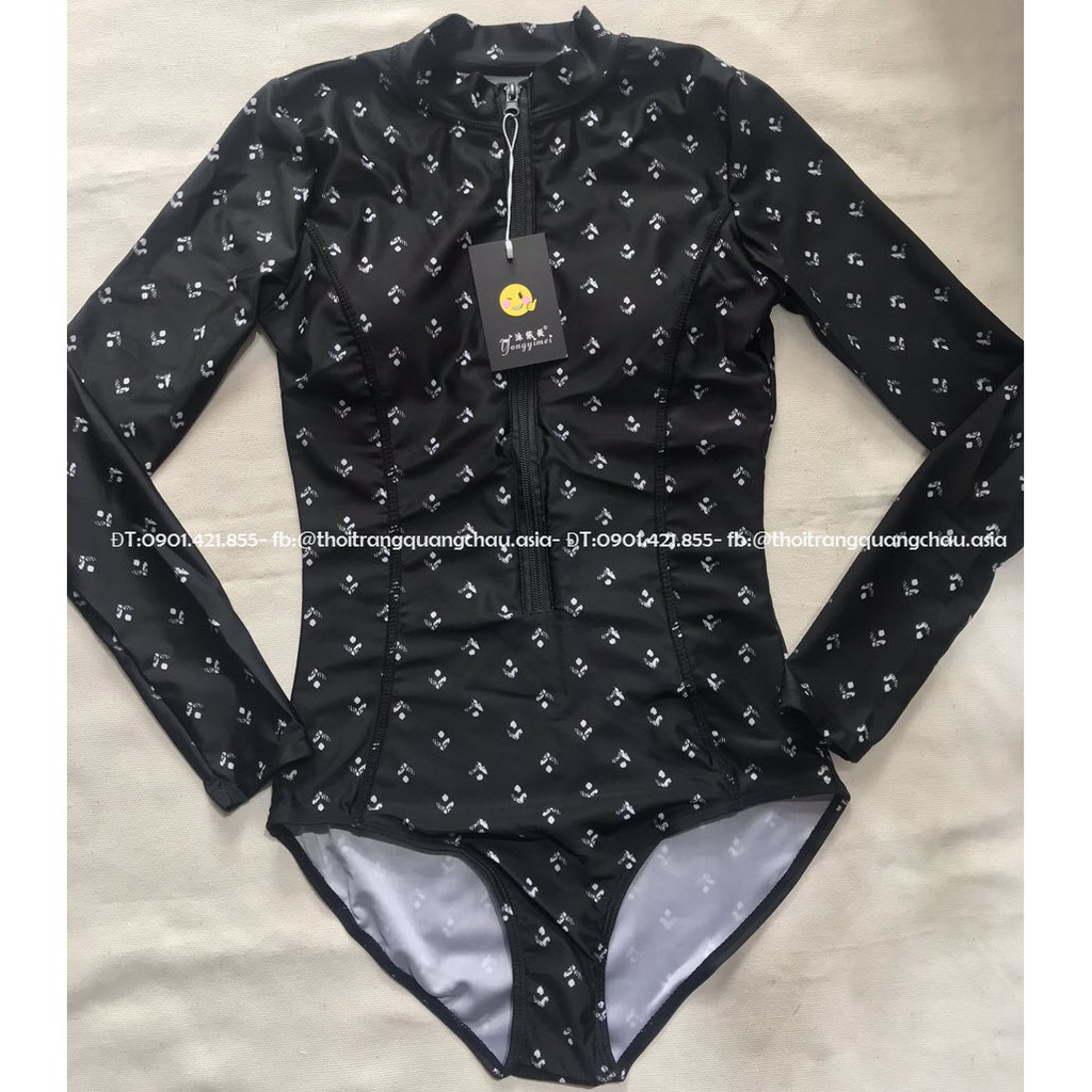 (Hàng Nhập-Ảnh thật) Bikini 1 mảnh, Monokini dài tay chống nắng sang trọng  #AO9932