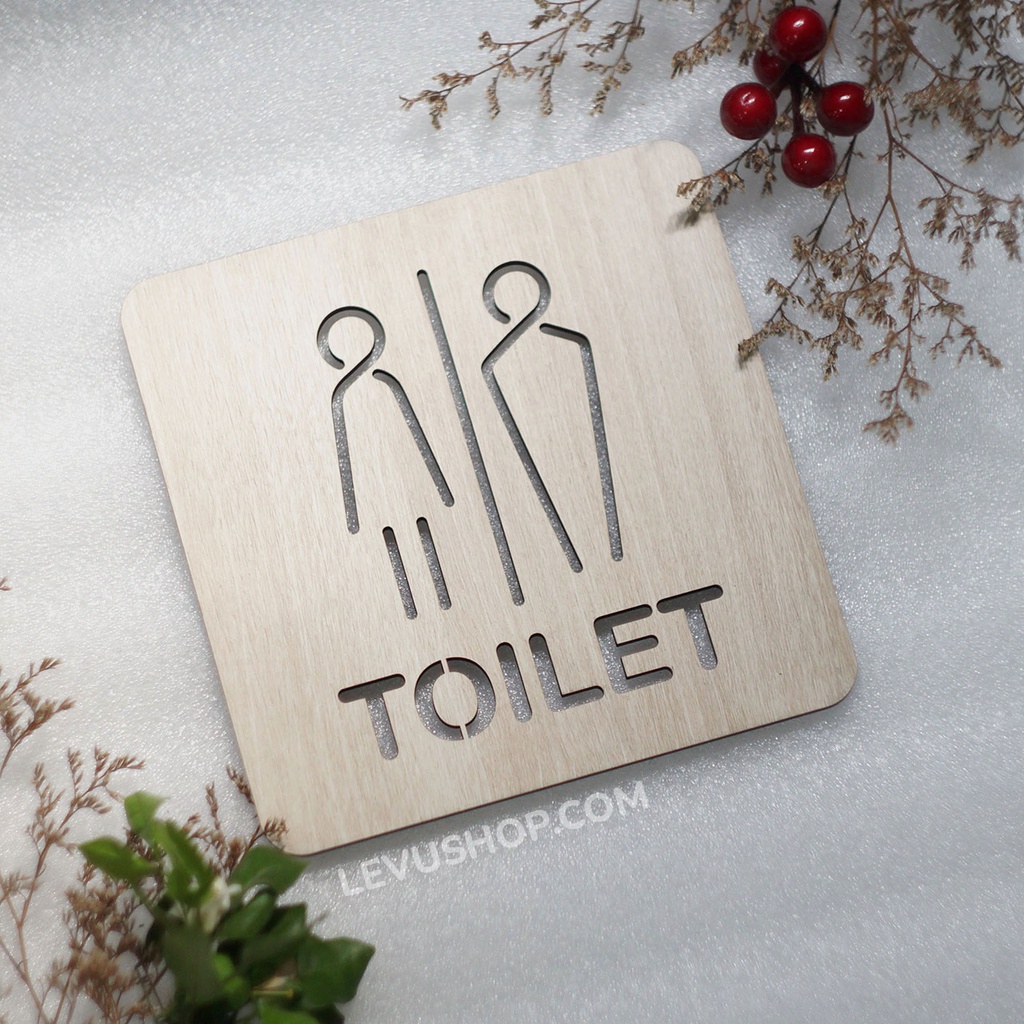 Bảng gỗ toilet dán tường trang trí phòng vệ sinh giá rẻ LEVU-TL14