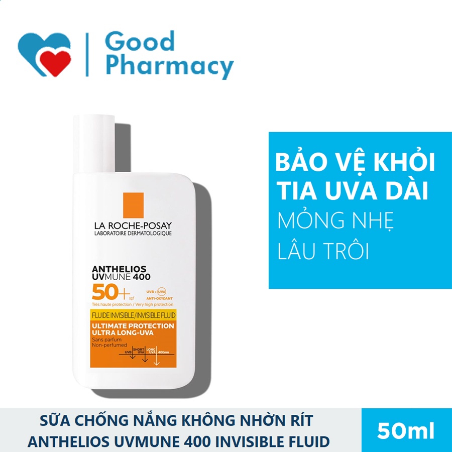 [CHÍNH HÃNG] (La Roche Posay) Sữa chống nắng bảo vệ da tối ưu khỏi tia UVB, UVA dài Anthelios UVMune 400 Invisible Fluid