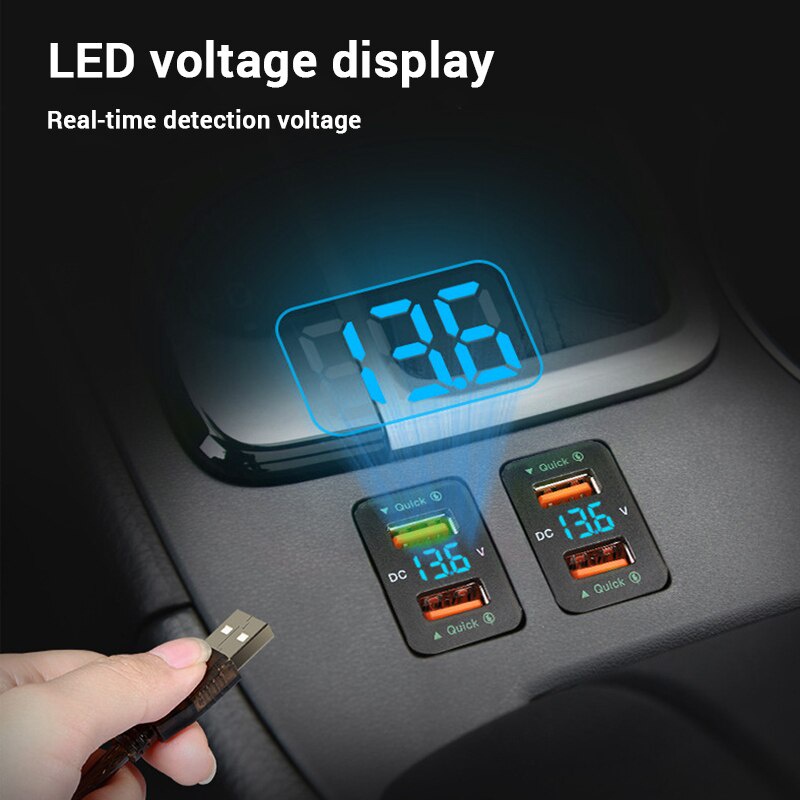 Bộ sạc ô tô USB kép SEAMETAL QC3.0 36W sạc nhanh cho dòng xe Toyota vôn kế DC 12V / 24V