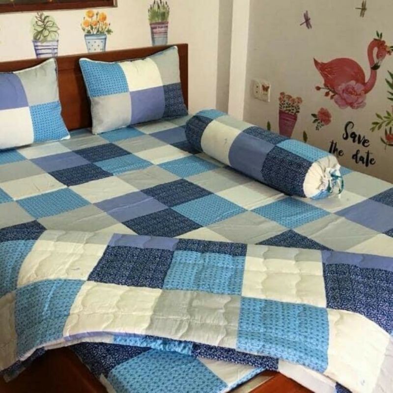 Combo 2 bộ ra thun và cotton thắng lợi kèm ruột gối hơi