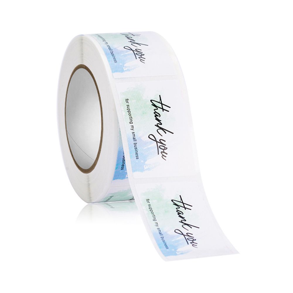 Cuộn 350 Nhãn Dán 2.5x3.7cm Màu Nước Chữ Thank You Trang Trí Gói Quà