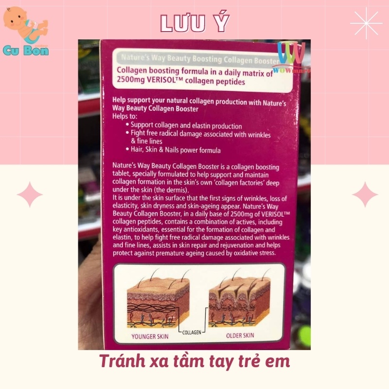 Viên uống collagen Natures Way Beauty Collagen Booster (Hộp 60 viên) của úc