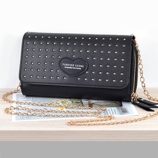 Ví nữ dài cầm tay có dây đeo chéo làm túi xách 2 in 1 - clutch nữ cầm tay dự tiệc sang chảnh VD11