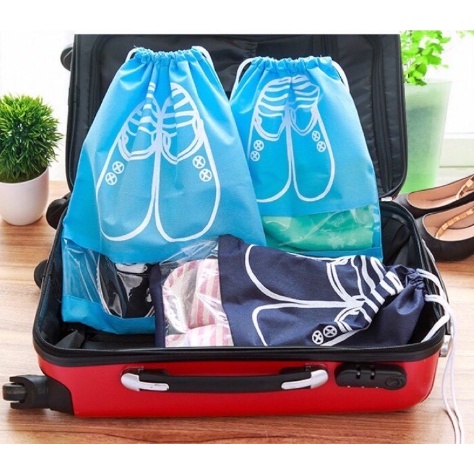 Túi vải đựng giày dép dây rút chống bẩn du lịch size lớn với họa tiết thiết kế đẹp mắt